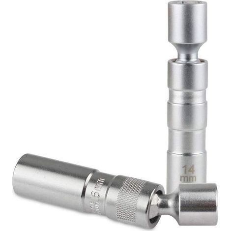 Douille de bougie d'allumage 14/16 mm pivotante magnétique 3/8" 12 pans CR-V (1/4)