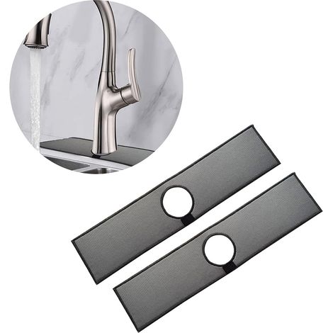 x tapis de robinet absorbant coussinets circulation séchage pour salle bain comptoir cuisine 2 gris (1/5)
