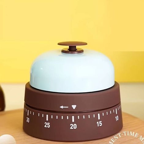 Bonito temporizador mecánico de cocina con forma de campana y función de rebobinado: gestión del tiempo para cocinar, hacer deporte, estudiar y para rutinas de belleza - Crezuo