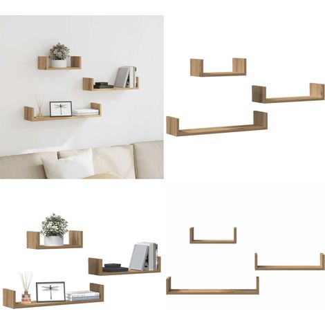 Wandregale 3 Stk. Artisan-Eiche Holzwerkstoff - Holzregal - Wandregale (1/5)