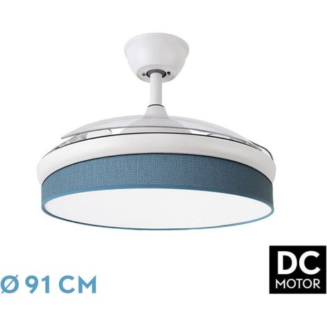 Ventilador Dc Moda 72w Blanco/azul 91d 3aspas 7200lm 3000-4000-6000k Remoto+ Memoria+ Temporizador (1/3)