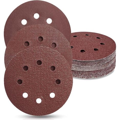Lot de 3 disques abrasifs 125 mm pour polir le bois et le métal (1 x grain abrasif 8/12/24). (1/5)