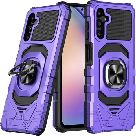 Custodia per Samsung Galaxy S23 FE, rinforzata con supporto e piastra per il fissaggio, viola (1/5)