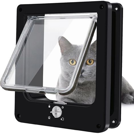 Chatière Black Cat avec tunnel – 4 positions de verrouillage – Résistante aux intempéries avec joint d'étanchéité – Taille L (1/5)