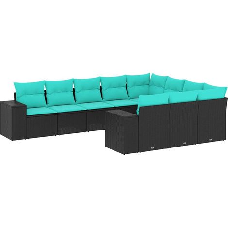 Maison Exclusive - 10-teiliges Gartensofa-Set mit Kissen, schwarz