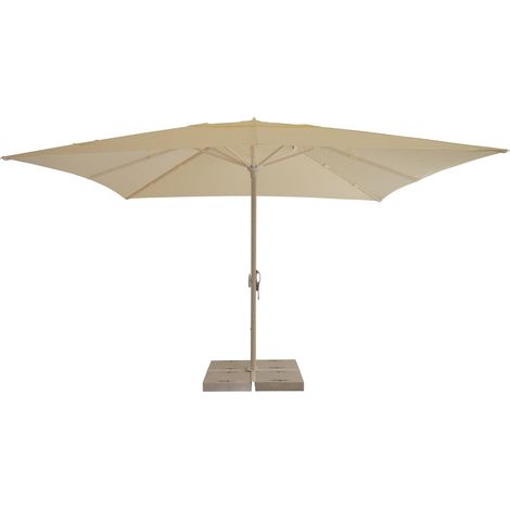 Ombrellone da Giardino 4x4 m Palo Ø60 mm in Alluminio Legno Larice Telo in Poliestere Avorio