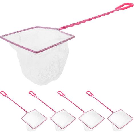 Épuisettes de pêche portatives pour aquariums, très efficaces et pratiques, lot de 5, roses. (1/5)
