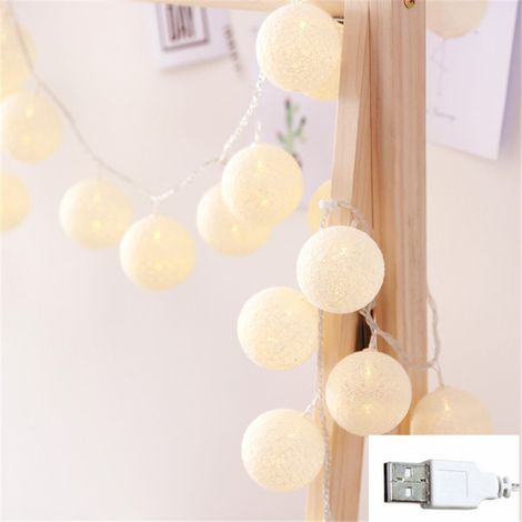 Guirlande lumineuse de Noël en coton avec 10/20/40 LED pour la décoration de la maison et des mariages, guirlande pour fêtes en extérieur, lampe originale, USB (1/5)