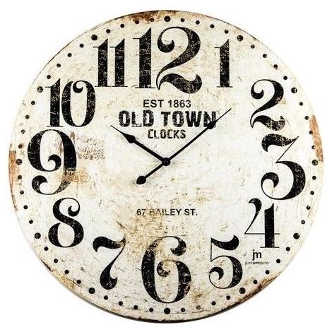 LOWELL 21486 Justaminute Orologio da parete Diametro 60 cm Meccanismo al Quarzo colore Bianco anticato