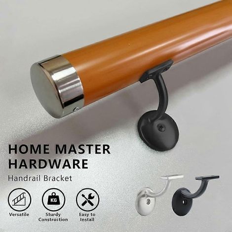 Supports de main courante, supports d'escalier robustes, adaptés aux rampes d'escalier de la maison ou du bureau, noir mat, paquet de 6. (1/5)
