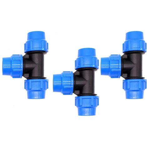 25mm x 25mm PE Elbow Fitting 90 Degree Elbow Fitting PE Pipe for Water Pipe PE80 PE100 Compression Plumbing Connector PN16 Irrigation and Drinking Water Compatible (T Connector) (1/5)