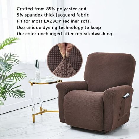 Basetbl – Copripoltrona reclinabile elasticizzato in jacquard – 94% poliestere, 6% elastan – Set da 4 pezzi – Lavabile in lavatrice (1/4)