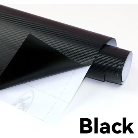 Film adhésif vinyle imitation fibre de carbone 3D (noir, 20 x 150 cm) imperméable, idéal pour la personnalisation de voitures et motos. (1/4)