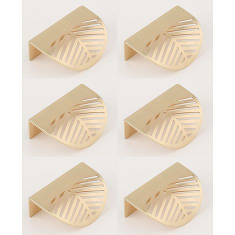 //6 poignées de meuble en laiton doré en forme de feuille pour meubles de cuisine// (1/5)