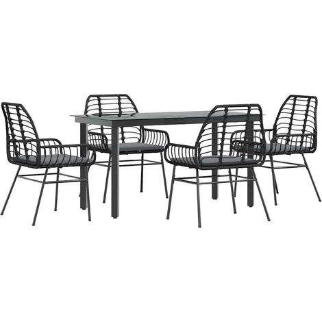 Maison Exclusive - Juego de comedor jardín 5 piezas cojines ratán (1/5)