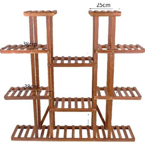Pflanzenständer, mehrstufig, robustes Kiefernholz, braun (1/2)