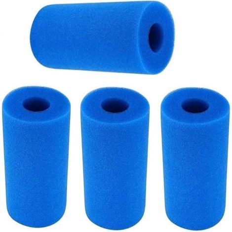 Lot de 4 filtres pour piscine, cartouches filtrantes en mousse réutilisables et lavables pour spa et piscine Intex type A (bleu) (1/5)