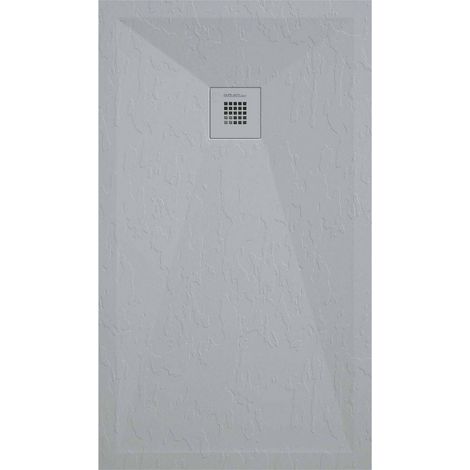 Receveur de douche gris clair finition ardoise Stone Plus, grille de couleur - 120 x 90 cm (1/4)