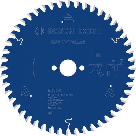 Bosch EXPERT Wood Circular Saw Blade 160 x 1.8/1.2 x 20 mm T48 2608902143 (1/4)