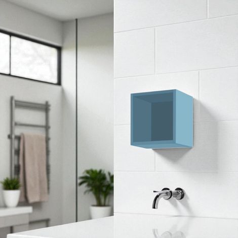 Pensile cubotto sospeso con vano a giorno Azzurro Opaco 30x30 cm (1/2)