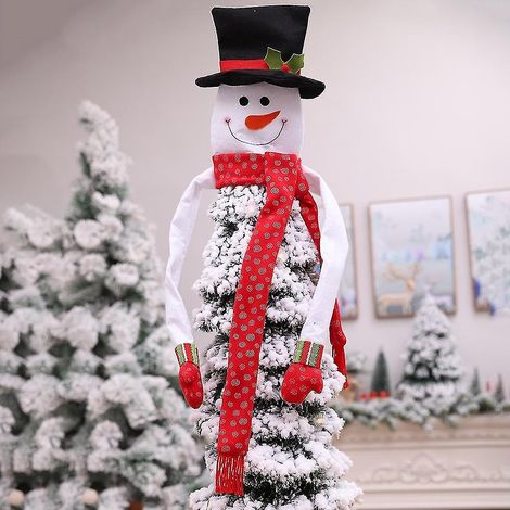 Décoration de sapin de Noël bonhomme de neige - Grand bonhomme de neige avec chapeau haut-de-forme et écharpe pour Noël (1/3)