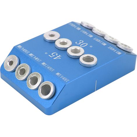 Kit de Perçage à Poches 4 Tailles, Guide de Perçage Portable Haute Dureté, Réglable 30/45/90°, Bleu, Opération Simple (1/5)