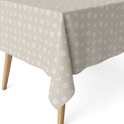 Nappe Anti-Taches enduite Coton rectangulaire 100x140 Ancre Beige (1/5)