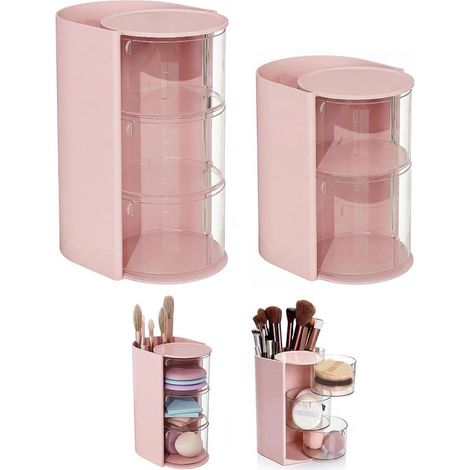 Scatola portaoggetti con coperchio, organizer per trucchi, organizer per prodotti per la cura della pelle, organizer per accessori per capelli in 2 pezzi, scatola portaoggetti per trucchi trasparente (1/5)