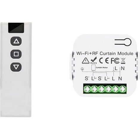 Module Volet Roulant Sans Fil, Interrupteur Sans Fil pour Volets Roulants, Stores, Composé d'une Télécommande RF + Module Récepteur, Max. 100m de Portée (1/4)