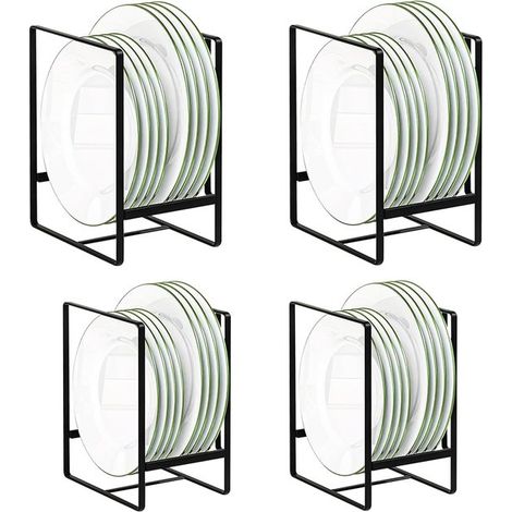 Set mit 4 Tellergestellen，aufrechten Abtropfgestellen，Tellerständern für Küchenschränke，Schränke (schwarz) (1/2)