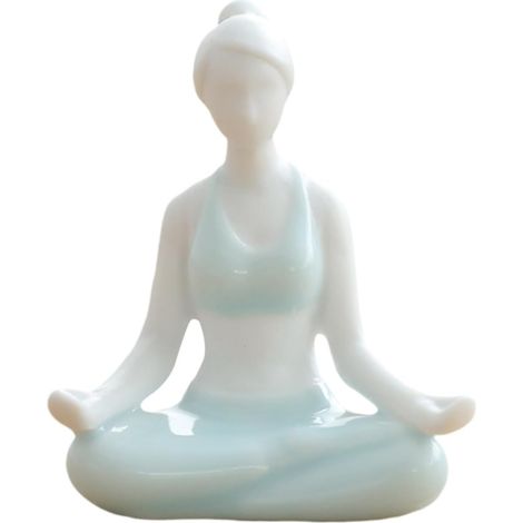 Figurine décorative de yoga en céramique bleue , faite à la main , une décoration originale pour un (1/5)
