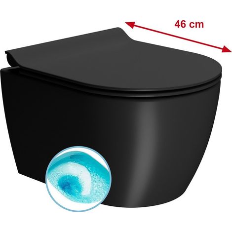 WC suspendu PURA SHORT, Swirlflush, 35x46cm, noir double mat (1/2)