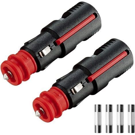 Allume-Cigares Fiche, 12mm Hella (DIN) et 21mm US Prises, Normes DIN ISO 4165 standards, avec 10A 16A Fusible 12V/24V Adaptateur Câble d'extension pour Camping Car Bateau Moto (2x PCS) (1/5)