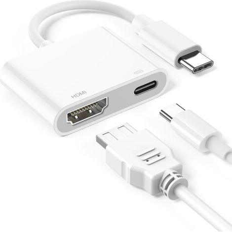 Adaptateur USB-C vers HDMI 100 W, hub 2-en-1 pour tablettes/ordinateurs portables/téléviseurs/moniteurs/projecteurs Apple et Samsung Galaxy (vidéo et audio 4K). Adaptateur AV numérique. (1/5)