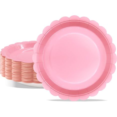 Assiettes En Carton - 50 Pièces - Bord Crénelé - 23cm - Pour Anniversaire Et Pique-nique (1/5)
