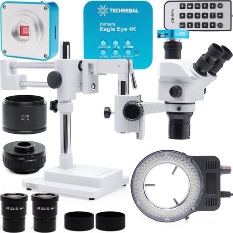 Microscope stéréo professionnel 10HW + Éclairage LED 144x + Caméra œil d'aigle (1/5)