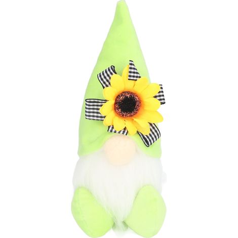 Gnome en peluche jaune tournesol décoratif, rembourrage en tissu représentant le printemps porte-bonheur, poupée sans visage pour décoration intérieure verte (1/5)