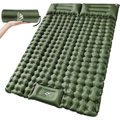 Matelas de Camping Gonflable 2 Personnes, Matelas Camping Autogonflant Portable avec Pompe à Pied, 10CM épaisseur Camping Matelas de Gonflable Tapis de Couchage Ultraléger pour Camping (1/5)