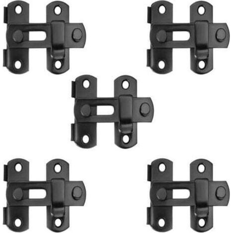 Moraillon de serrure de porte 5 pièces, boucle de porte à loquet, grande boucle de porte à 180 degrés, noir (1/4)