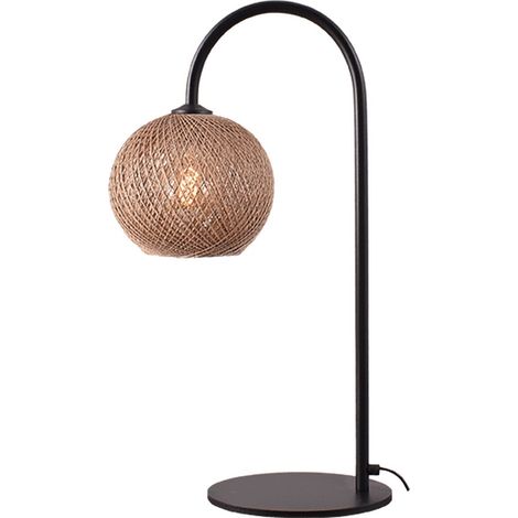 Arche de lampe de table Corda noir avec rotin Ø 20cm - 4236-05-20