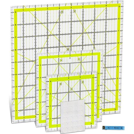 Set de règles acryliques pour patchwork, couture et découpe, avec mètre ruban (1/5)