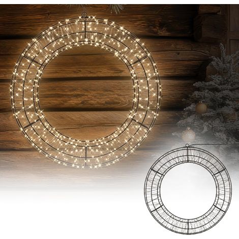 ECD Germany Corona de luces de navidad LED Ø58 cm guirnalda decorativa aro luminoso de metal adorno colgante para ventanas y puertas, 840 LEDs blanco cálido atenuador de intensidad y temporizas (1/5)