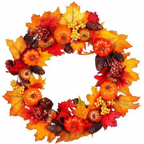 Guirlande Artificielle Feuilles D'érable Automne - Décoration Porte Extérieure Intérieure Cheminée Mariage Fête D'Action De Grâce - 1 Pièce (1/5)