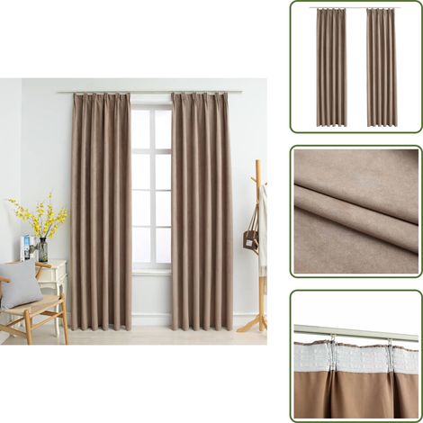 Cortinas para salón - vidaXL Cortinas opacas con ganchos 2 piezas gris topo 140x225 cm - Cortinas para dormitorio