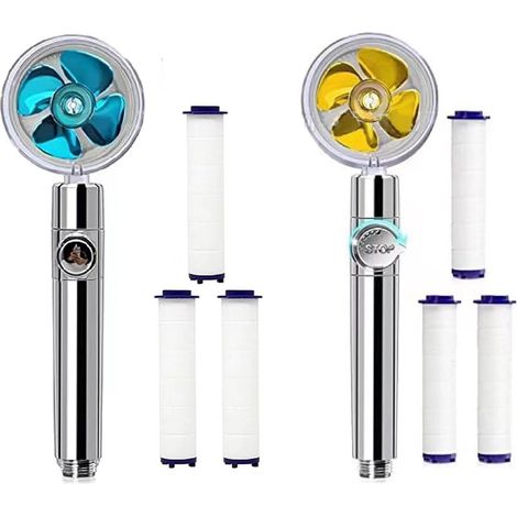 Lot de 2 pommeaux de douche rotatifs 360°, avec 6 filtres, économiseur d'eau, haute pression, amovibles pour salle de bain et spa