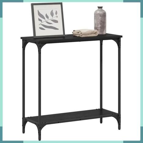 Table console - 883521 - Chêne noir - Pieds réglables - Avec étagère (1/5)