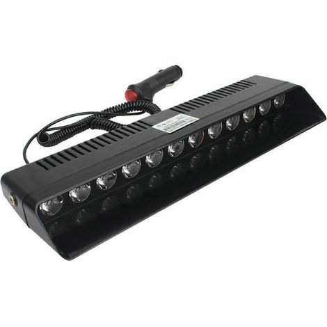 Barre lumineuse stroboscopique intérieure pour pare-brise de voiture, 12 LED blanches avec ventouse (1/5)