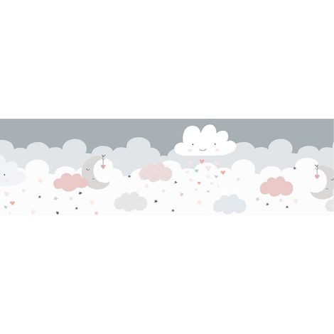 Graphic wallpaper wall Profhome 403743 self-adhesive border slightly textured with graphical pattern matt grey pink white 0.75 m2 (8.07 ft2) (1/5)