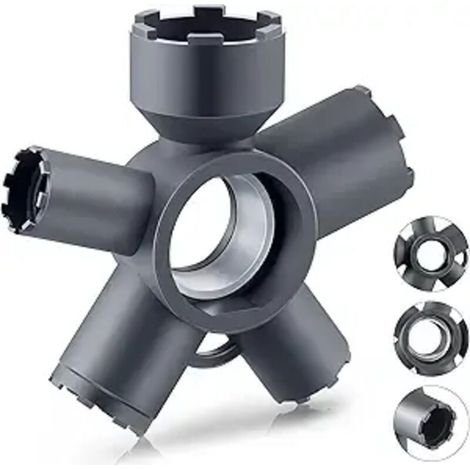 10-in-1-Werkzeug zum Aus- und Einbau von Strahlreglern an Küchen- und Badezimmerarmaturen. Kompatibel mit den Größen M16,5, M18,5, M21,5, M22, M24, M28 und TT, TF, STD, TJ.