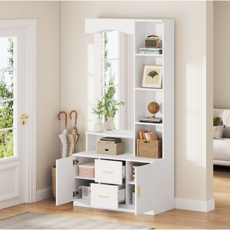 mobile contenitore 90x40x180 specchio 2 cassetti bianco OKMYHOME (1/5)